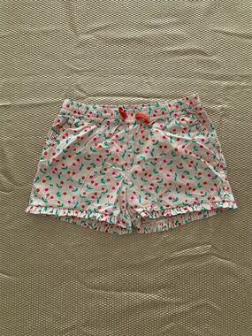 Mini Boden Girls Cherry Print Ruffle Cotton Shorts Pink 9Y